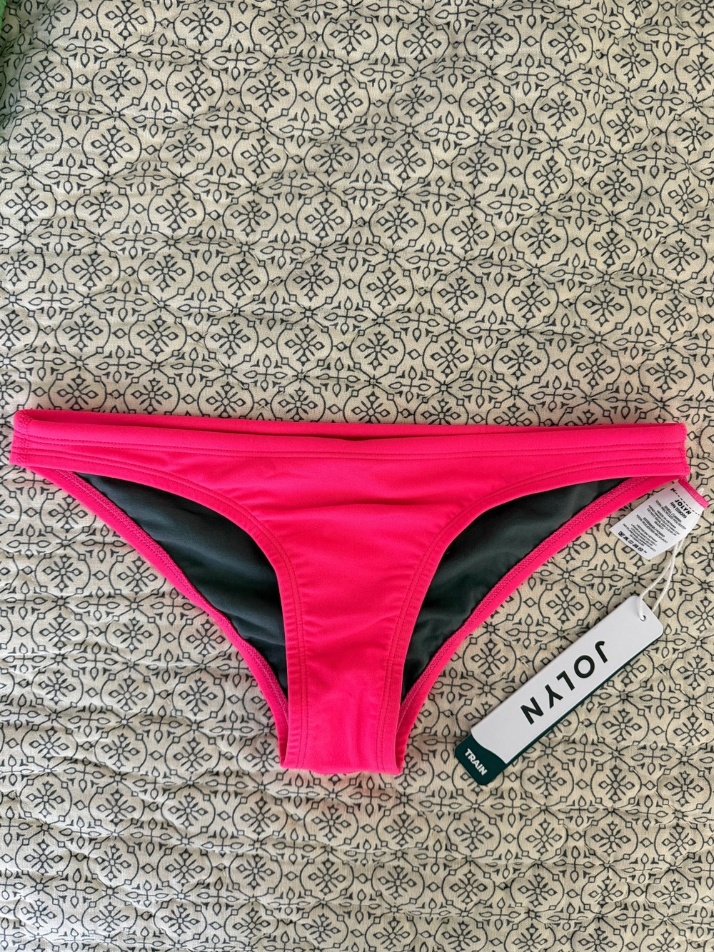 Jolyn Clothing Neon Pink Bikini Bottom with Black Lining